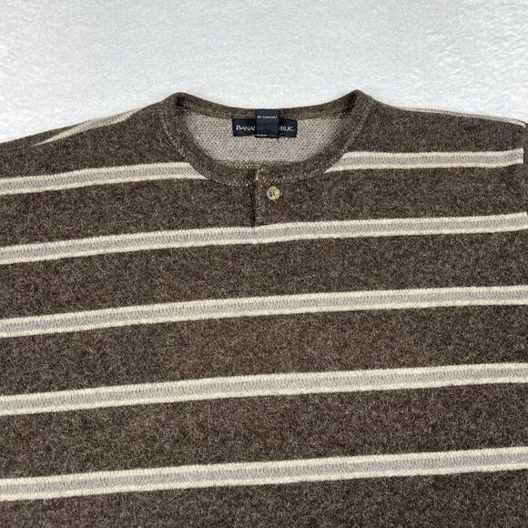 Banana Republic Sweater‎ Mens Medium Brown Striped Alpaca Wool Blend Pullover - Picture 2 of 10